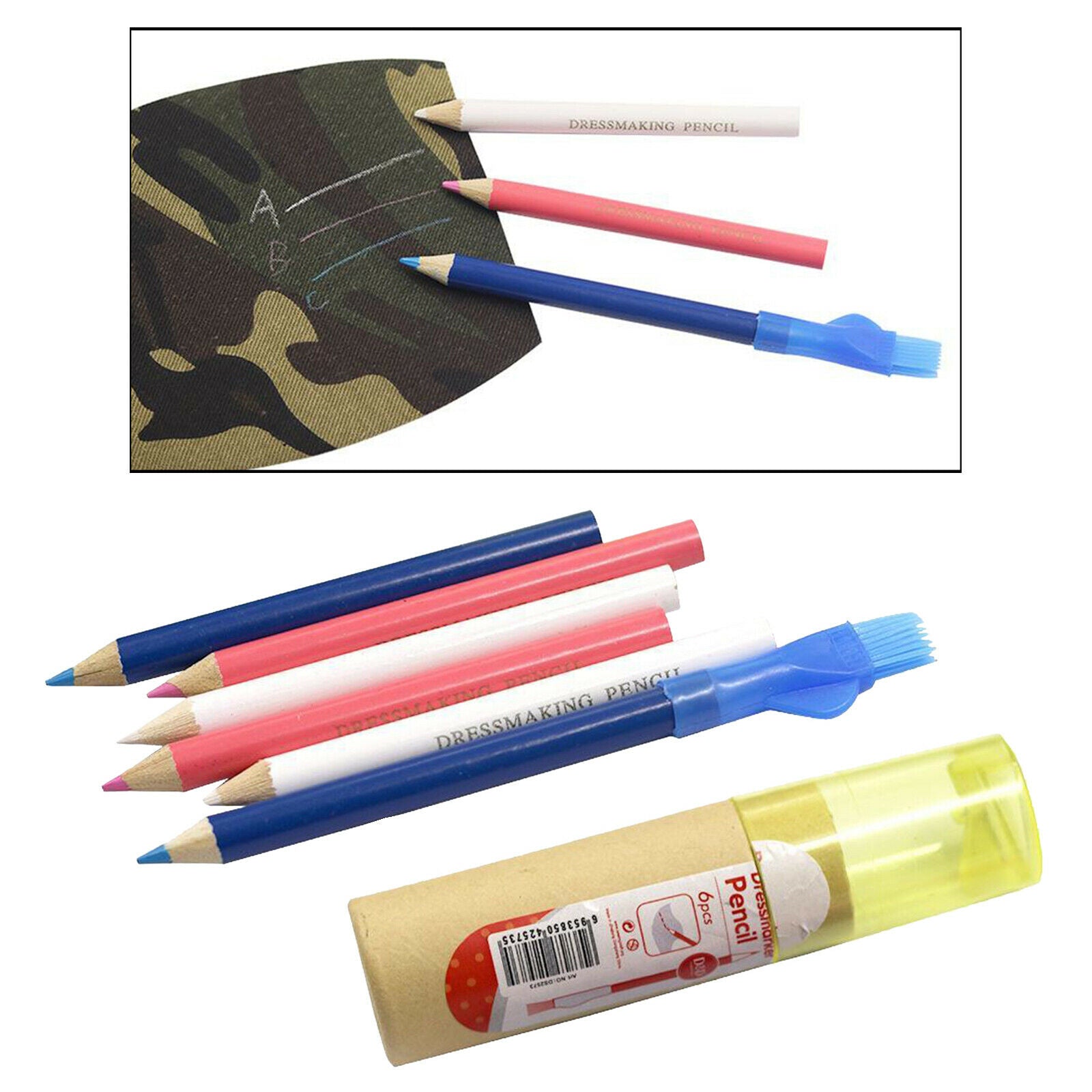 Sewing Fabric Pencils Tailor Mark Dressmaker Fabric Chalk Pencil with Sharpener