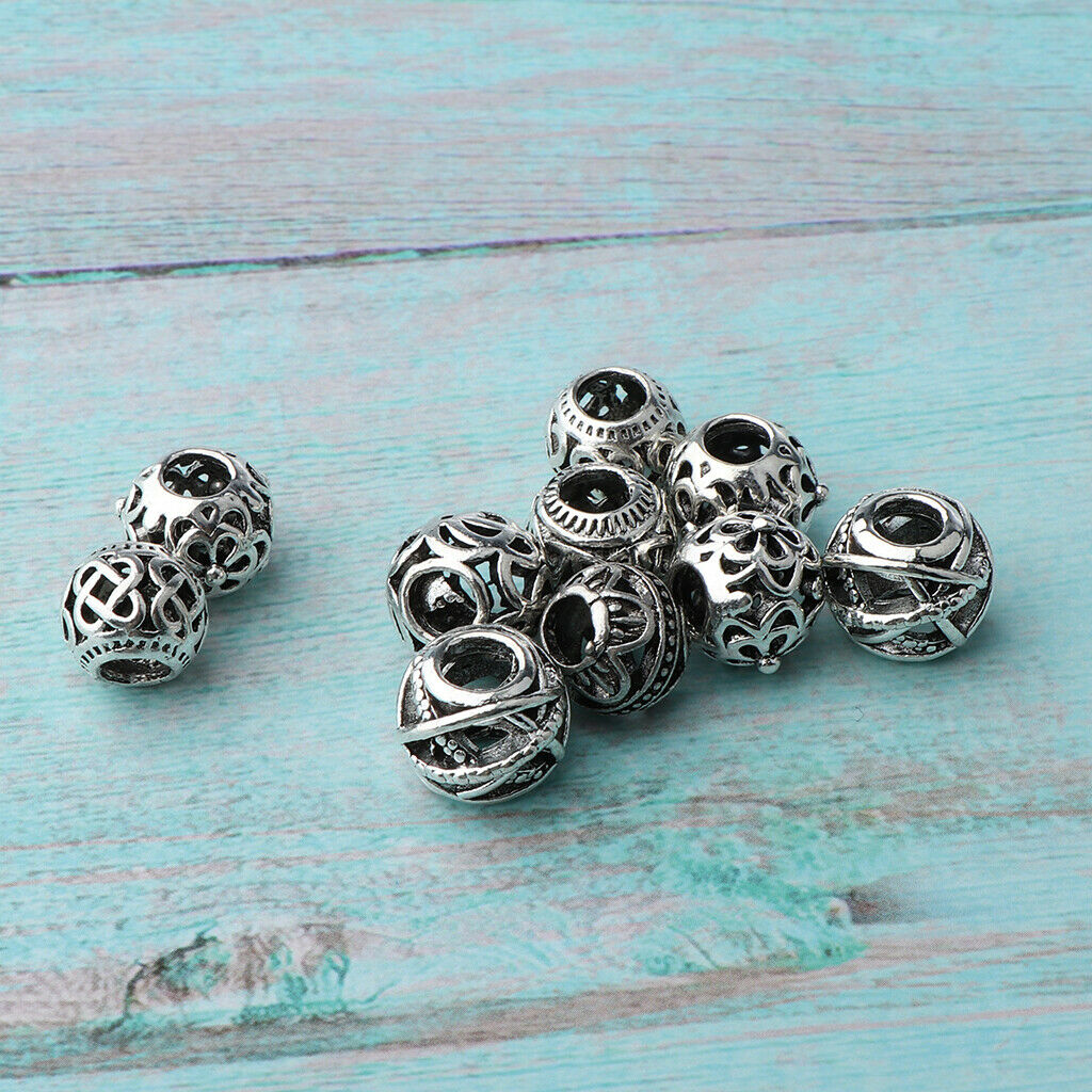 30Pcs Metal Dreadlock Hair Beads Braids Jewelry Making DIY Bracelet Pendant