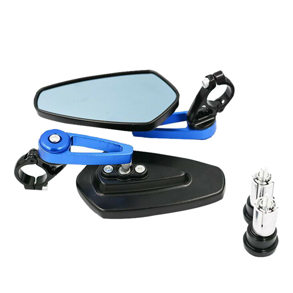 Blue Motorcycle Rear View Mirrors Anti-glared Lenses Adjustable with Screws