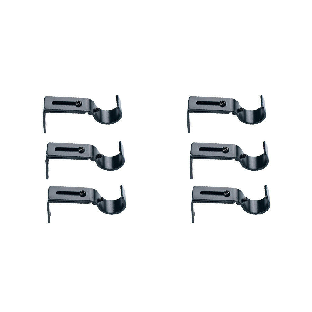 2 Set 6Pcs Adjustable Curtain Rod Bracket Holder for 25mm Rod~Black