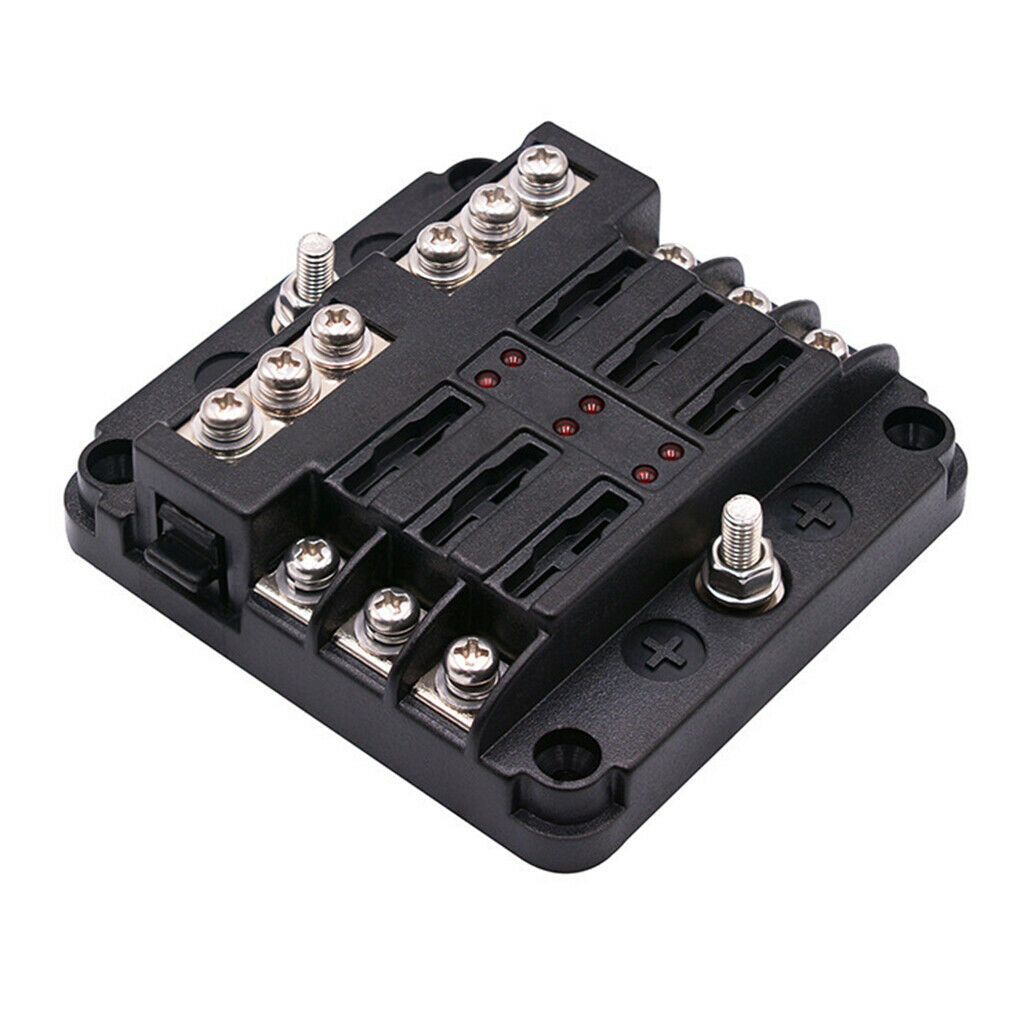 6-Way Fuse Block ATC/ATO Fuse Box with LED Light Indication for Vehicle Car Boat