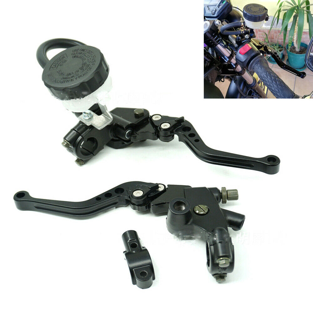Pair 7/8'' Motorcycle Brake Clutch Master Cylinder Reservoir Levers Adjustable