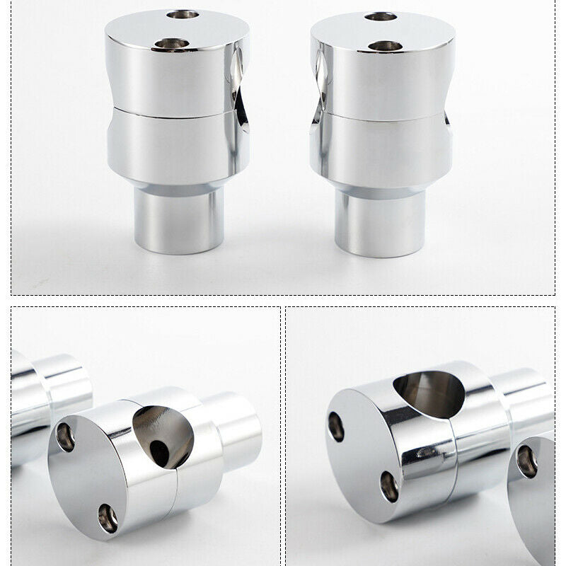 2PCS Chrome Round 25mm Handlebar Riser Universal fit For 1" bars 1/2"-13 Thread