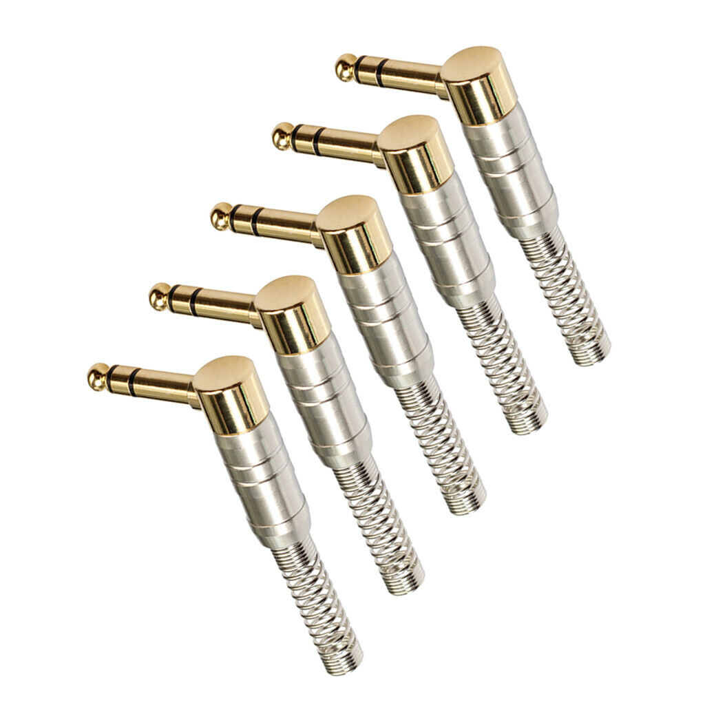 5pcs 6.35mm   Plugs Aux Male Plugs Right Angle, for Electric Guitar Speaker