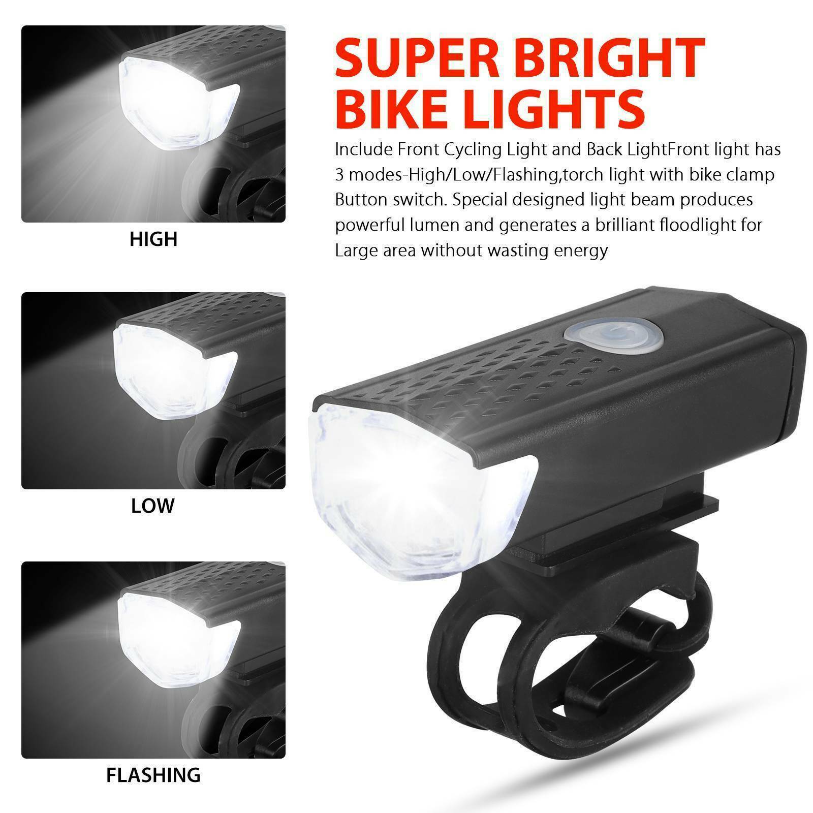 10000 Lumen Rechargeable Mountain Bike Lights Bicycle Torch Front & Rear Lamp US