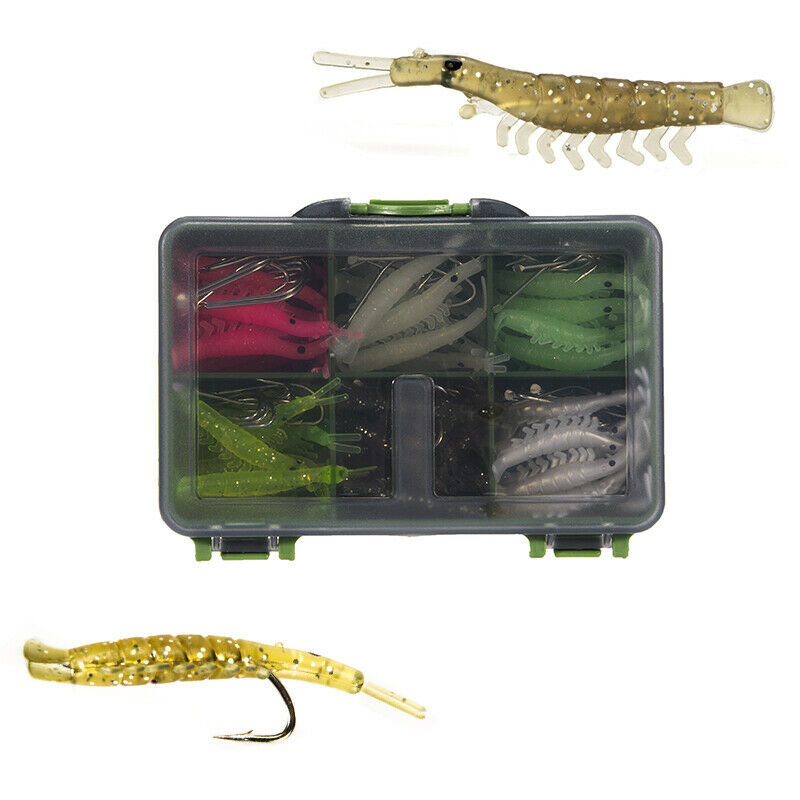 120pcs Soft Silicone Shrimp Fishing Lures Freshwater Fishing Shrimp BaitBDAU