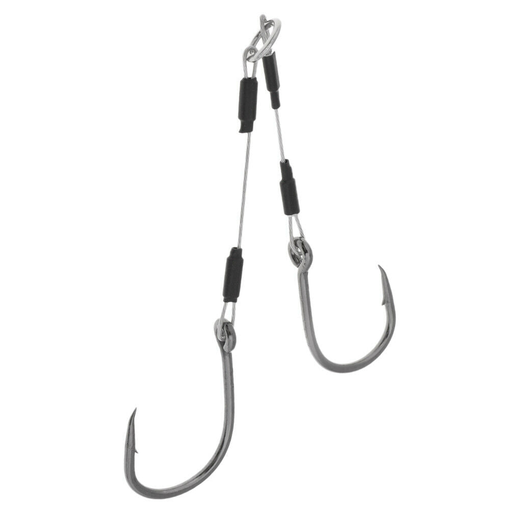 2pcs Dual Assist Hooks Barbed Jigging Fishing Hooks 1 Piece with 2 Hooks for