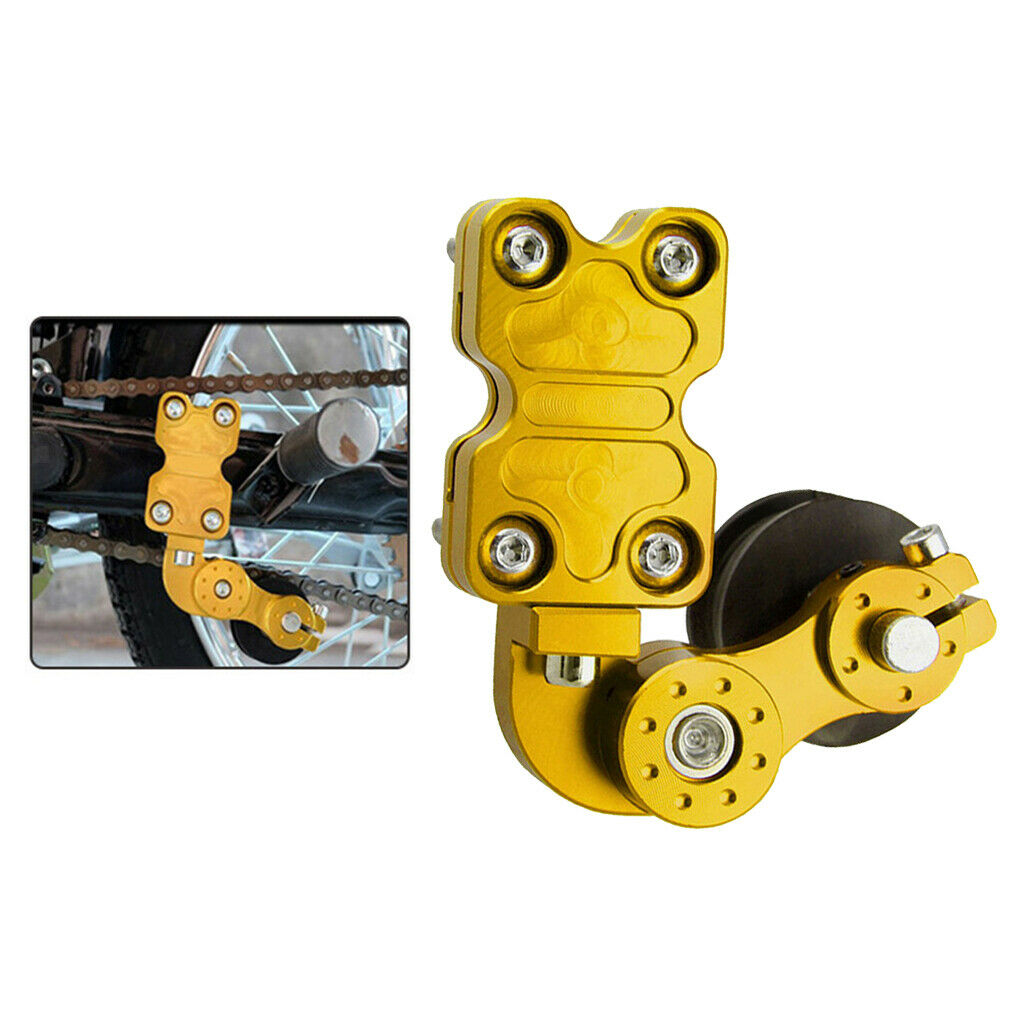 1 Set Motocycle Chain Tensioner Roller 52mm Dia, Automatic Adjuster Yellow
