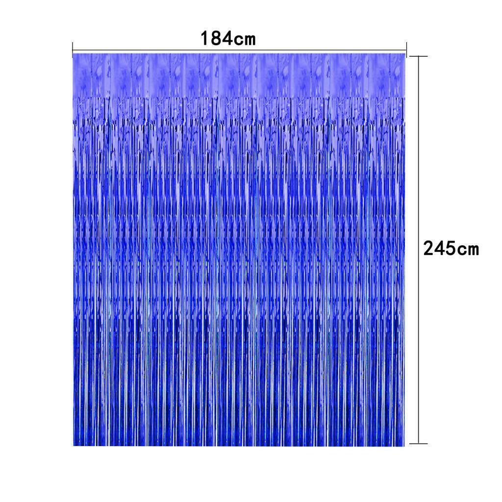 Metallic Tinsel Foil Tassel Curtains Party backdrops Decoration Blue