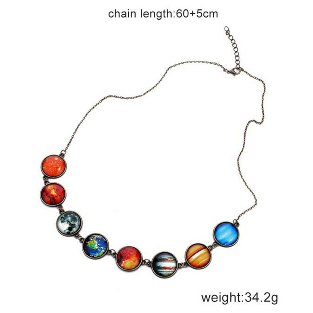 Galaxy Space Universe Solar System Planet Pendant Glow in the Dark Necklace