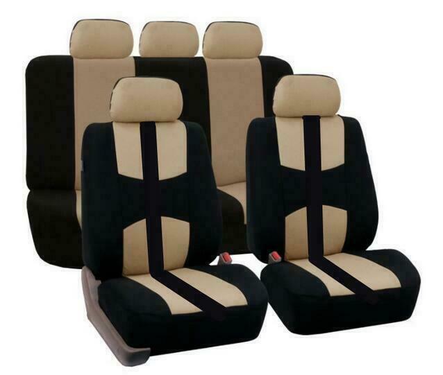 9PCS Universal Auto Car Seat Covers Cushion Full Set Front+Rear For Sedans Gray