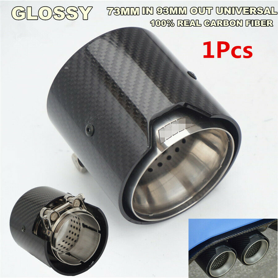 1PC 73mm In 93mm Out Glossy Carbon Fiber Exhaust Tip For BMW M2 M3 F80 M4 M5 M6