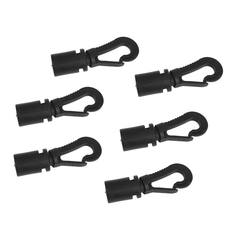 6 Pieces Black Elastic Bungee Shock Cord Hook Karabiner for Boat Kayak Canoe