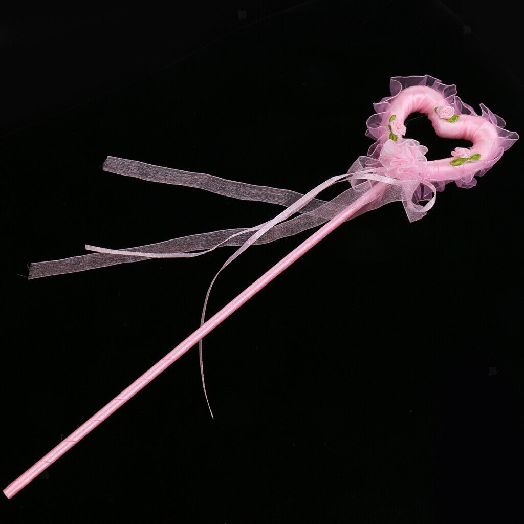2 Pieces Pink Heart Shape Princess Fairy Wands for Kids Girls Party Supplies