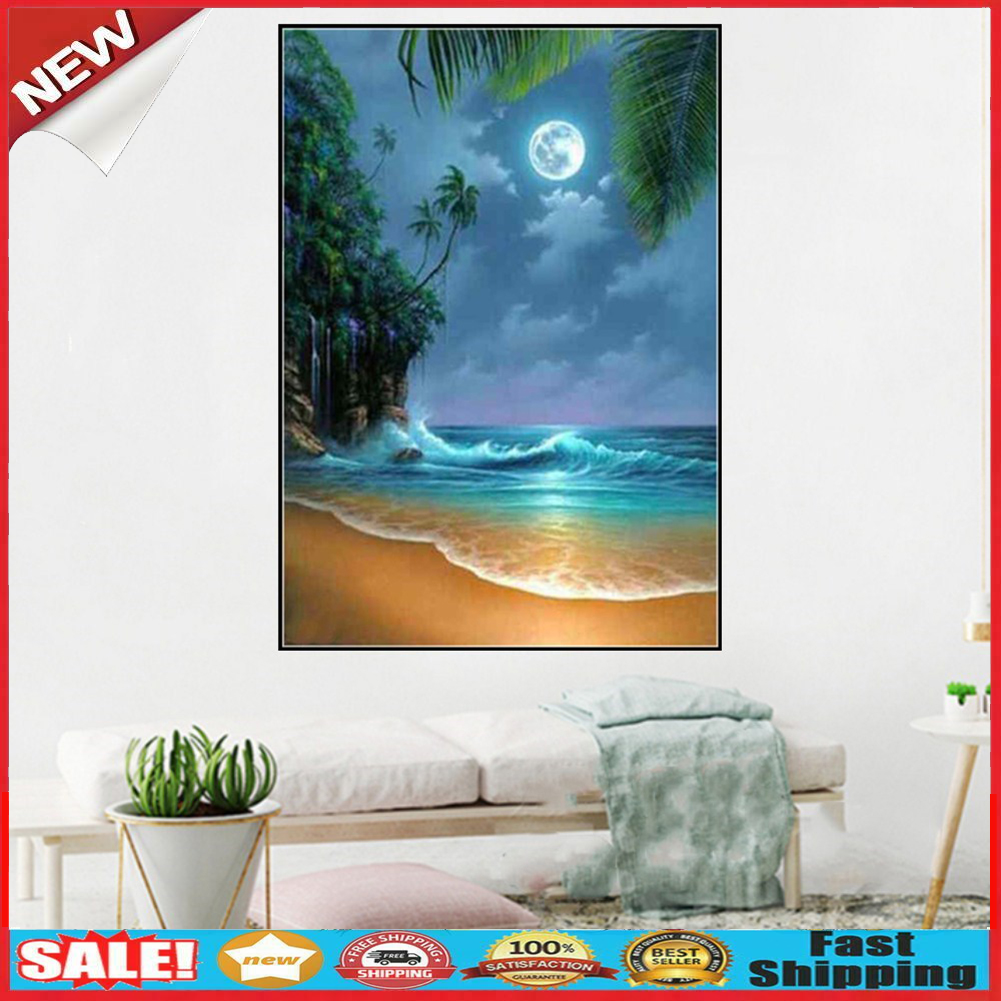 Night Seascape Full Drill Diamond Painting DIY Needlework Cross Stitch Set @
