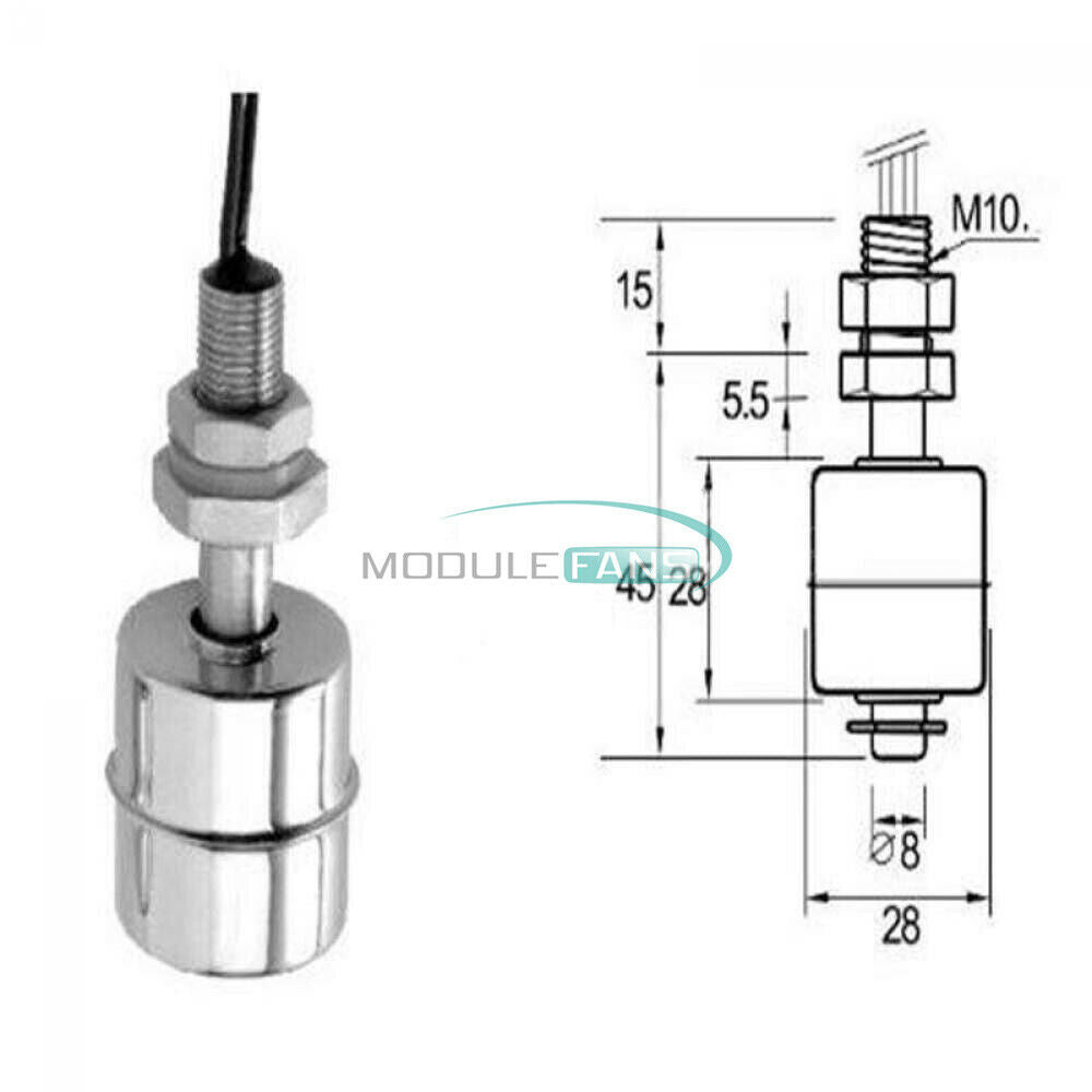 2PCS MINI Indicator Vertical Level Sensor Stainless Steel Float Switch 45mm