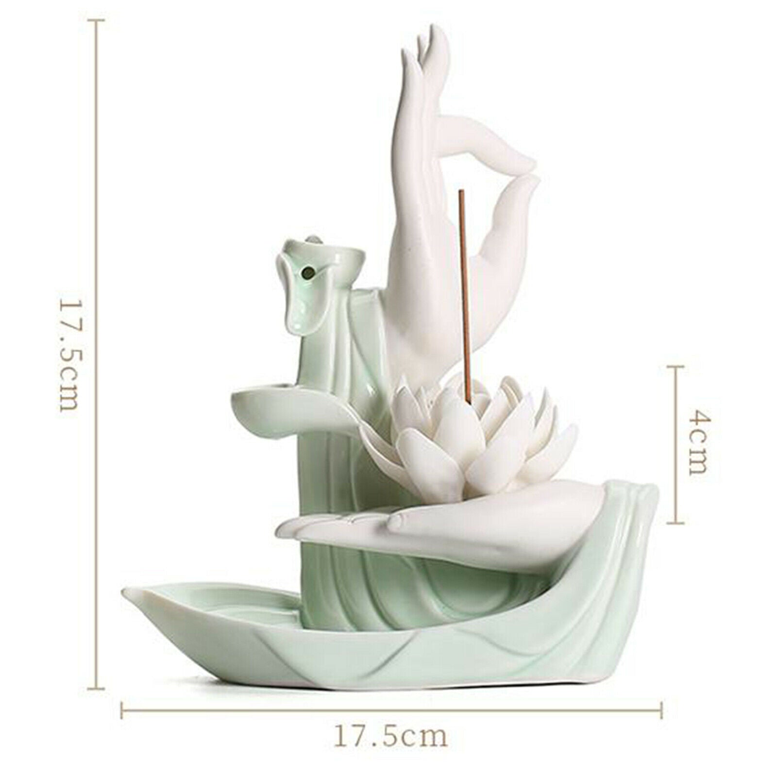 Ancient Chinese Style Lotus Incense Burner Holder Waterfall Backflow Decor