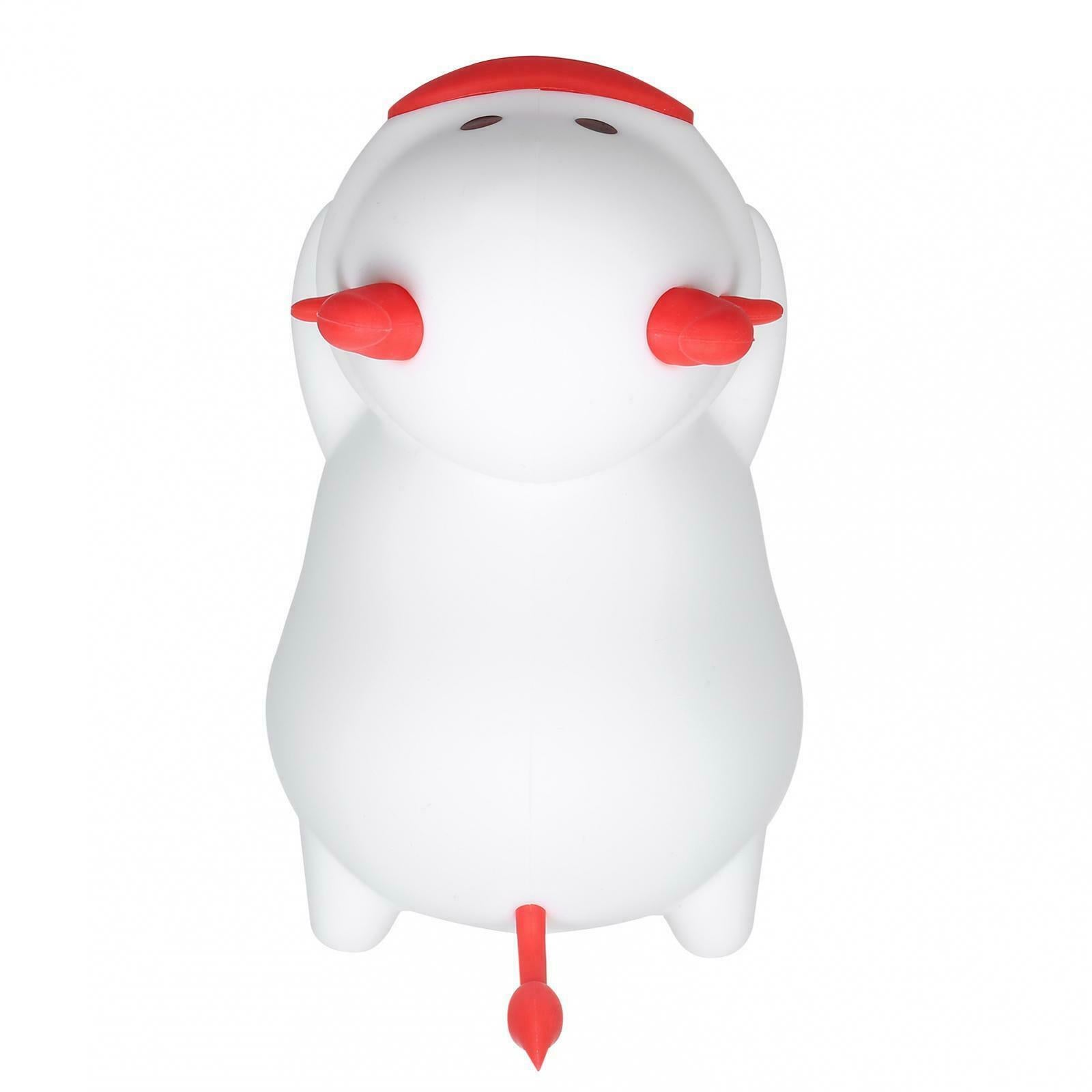 Soft Silicone Night Light Bull Bedside Nursery Lamp LED 7-Color Nightlight