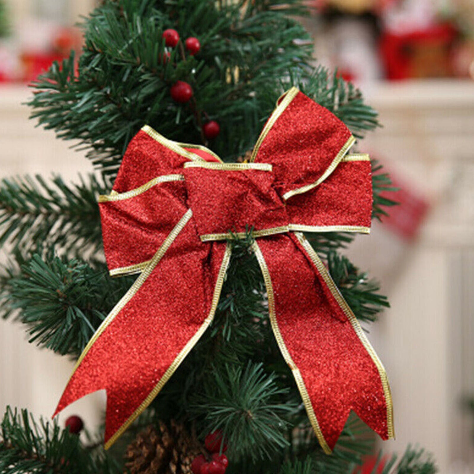 Large Bows Bowknot Christmas Tree Ornaments XMAS Holiday Decor Party Home