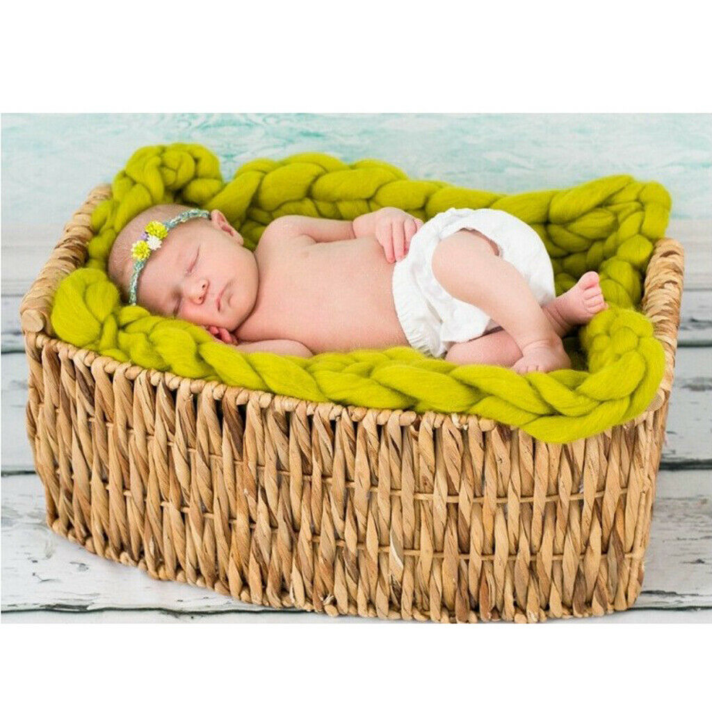 2x Newborn Baby Photography Photo Props Backdrop Wool Knitting Blanket Rug