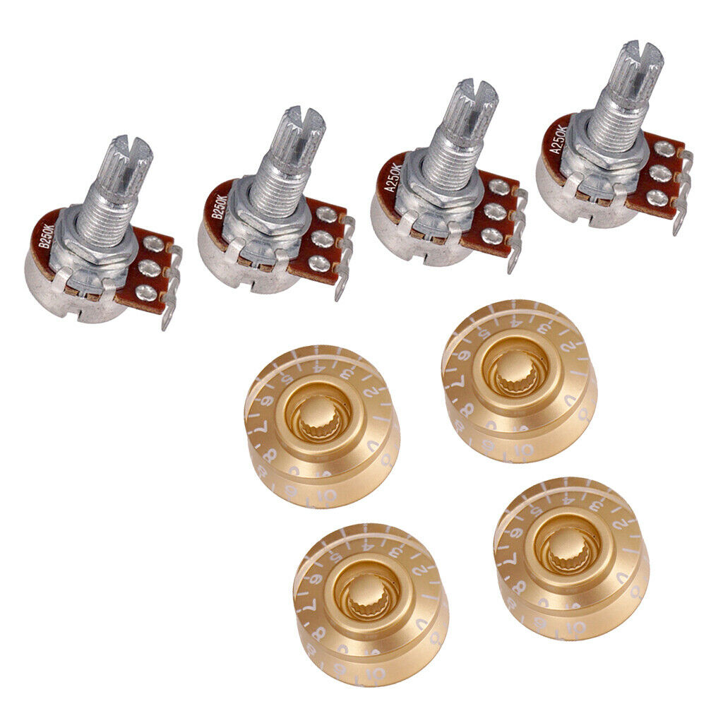 4 X Guitar Potentiometer A250K B250K + 4-Piece Knob Volume Control Volume Knob