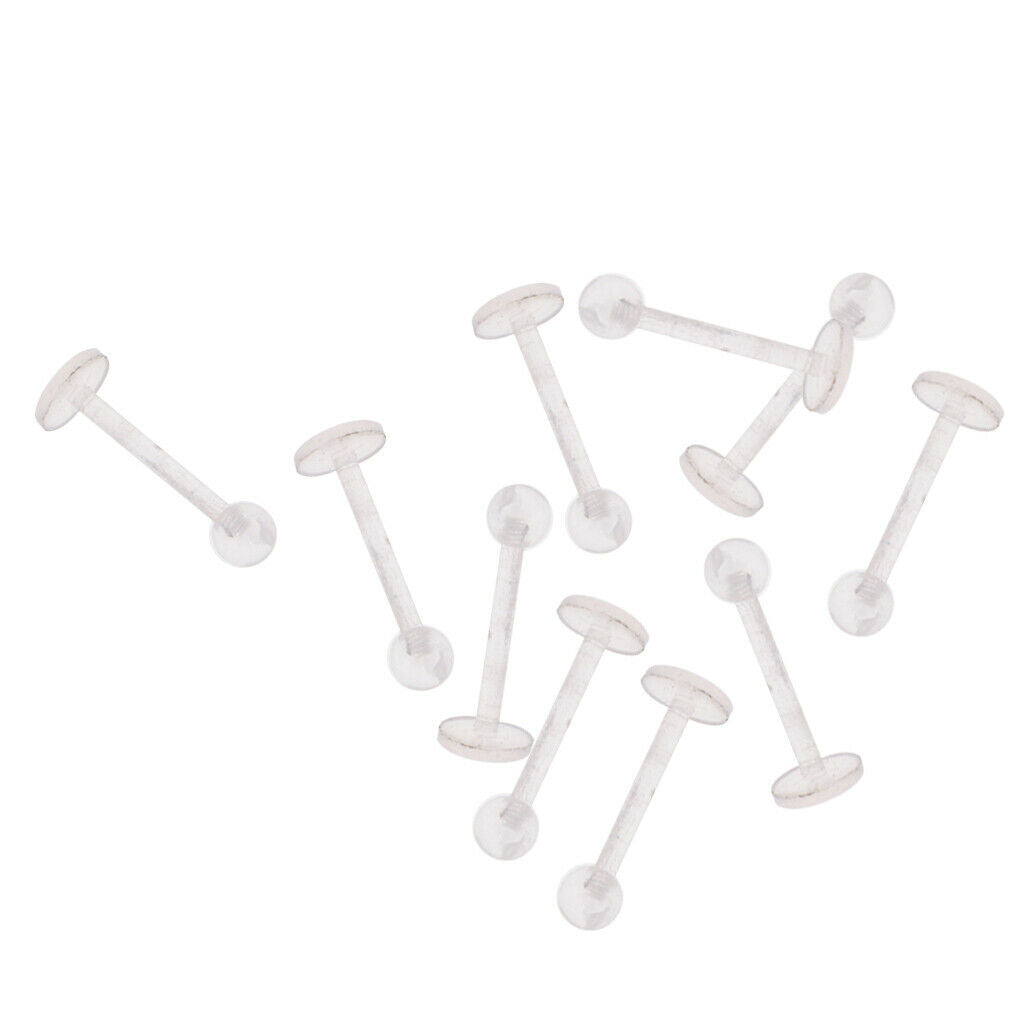 10Pcs 18G Clear Acrylic Tragus Retainer Lip Rings Nose Studs Labret Ear