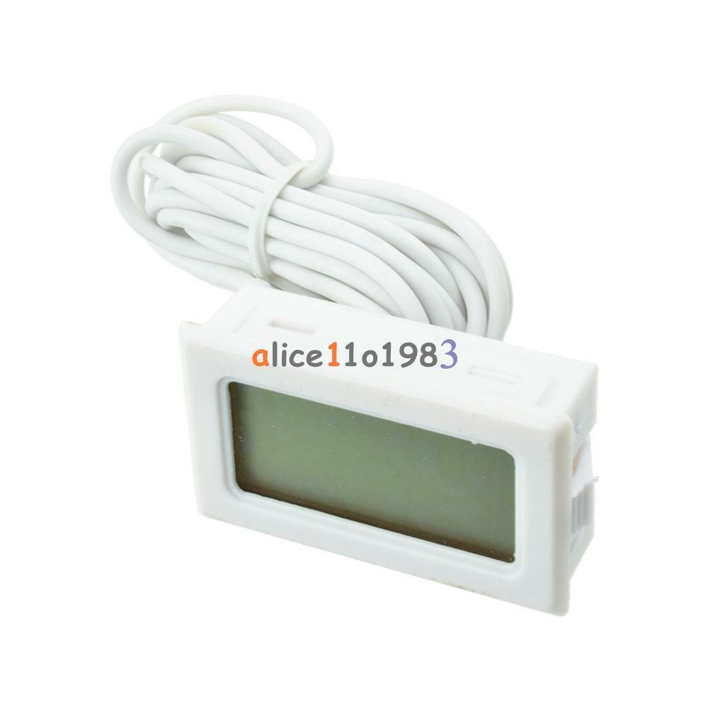 White Aquarium Temperature Gauge LCD Thermometer For Fish Tank T110 TPM-10 2m