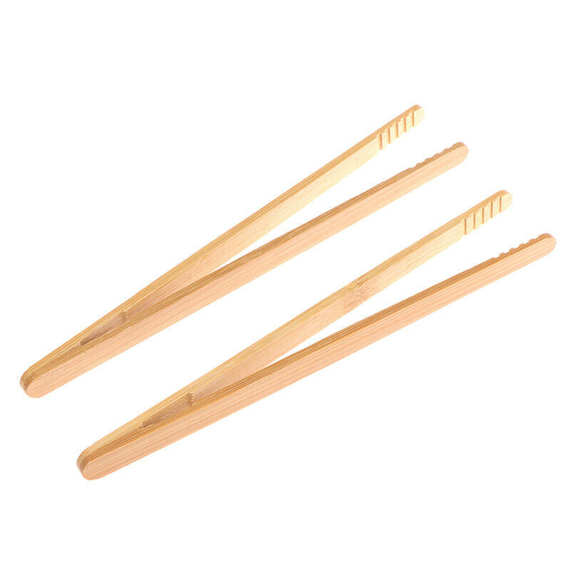 2Pcs Bamboo Tongs Wood Food Toast Salad Tongs Tong Clip for Cooking Bakin.l8