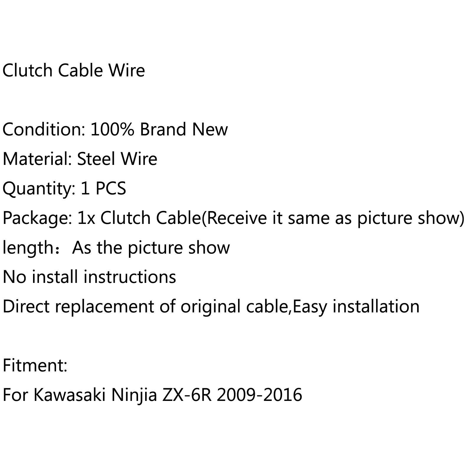 Wire Steel Clutch Cable Replacement For Kawasaki Ninja ZX-6R 2009-2016 Green
