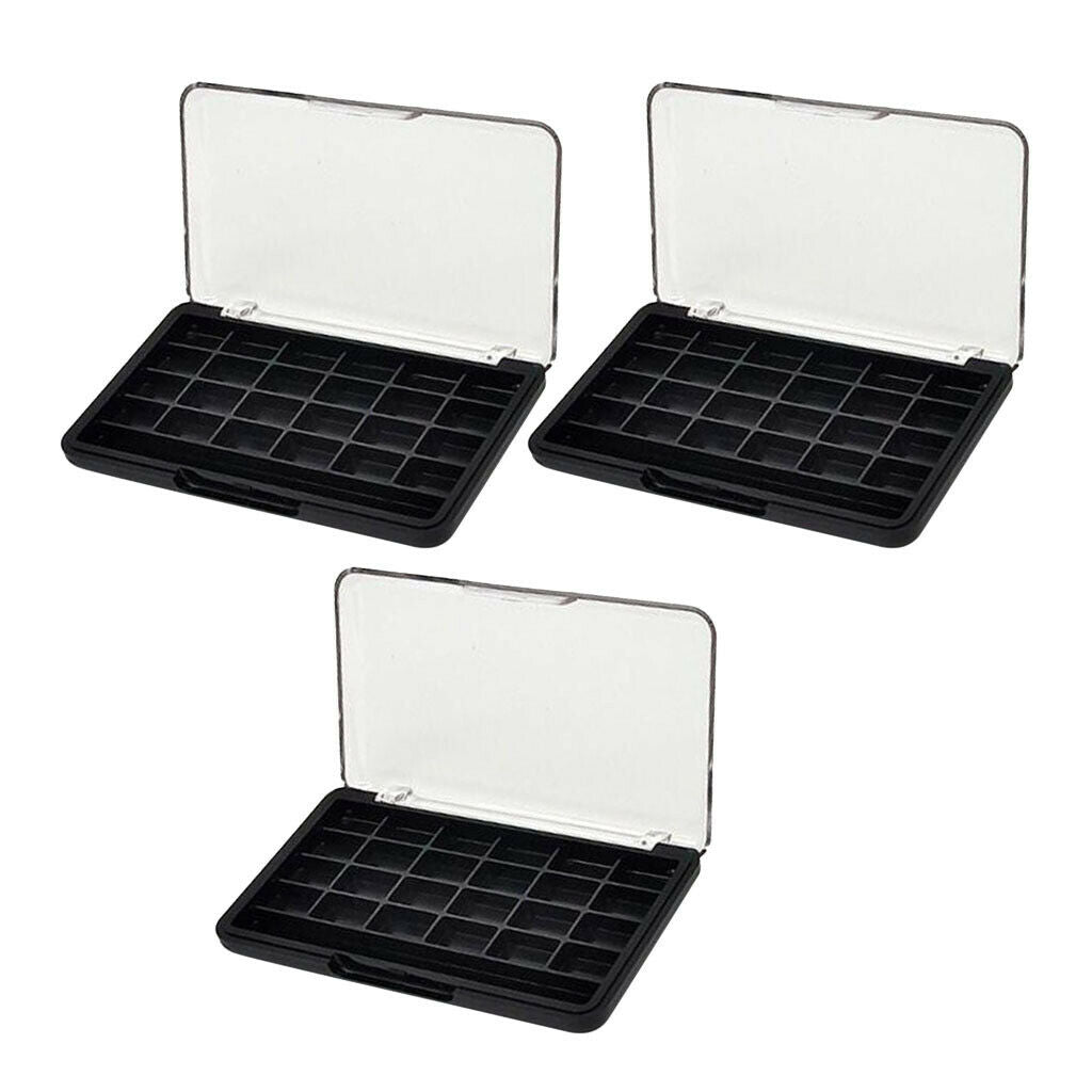 3Pcs 24 Slots Eyeshadow Palette Lip Gloss Powder Holder Container Case Black