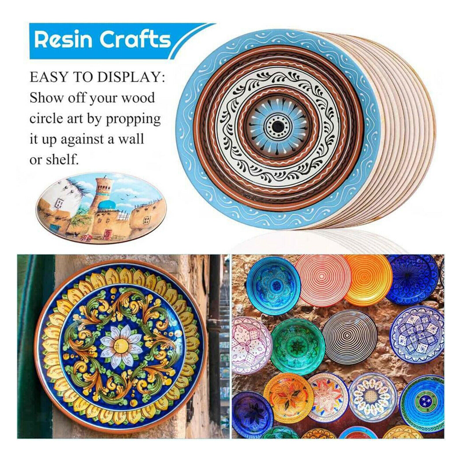 5Pack 12Inch Wood Circles for Crafts, Unfinished Wood Rounds Blank Wooden