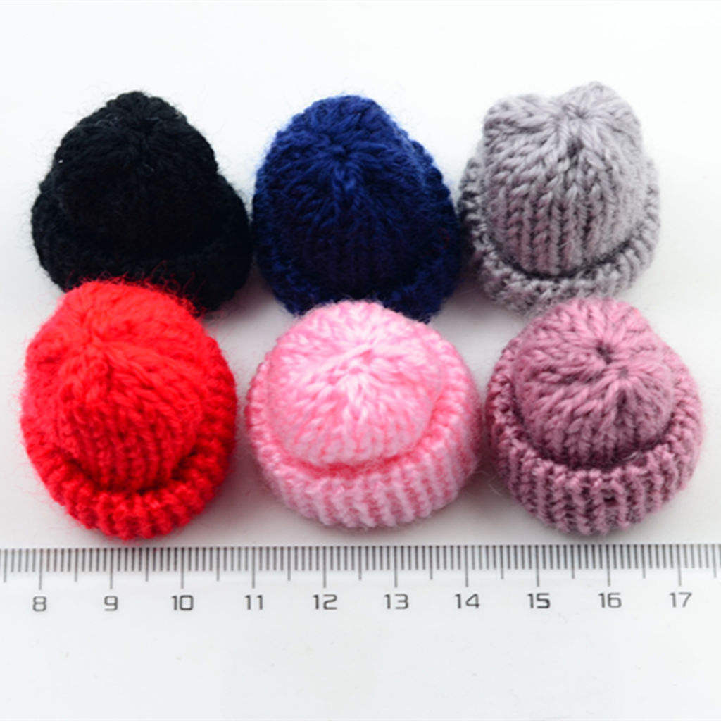 12x Mixed Handmade Knitting Wool Yarn Hat for Craft Hair Jewelry Ornaments
