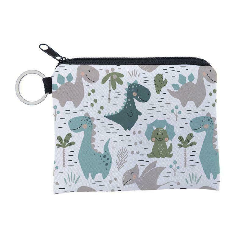 Unisex Cartoon Dinosaur Pattern Coin Card Key Ring Wallet Pouch Mini Purse Small