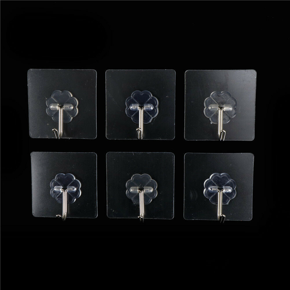 6X Stainless Steel Paste Hook Suction Cup Glass Hooks Rails Hanging Sucke.l8