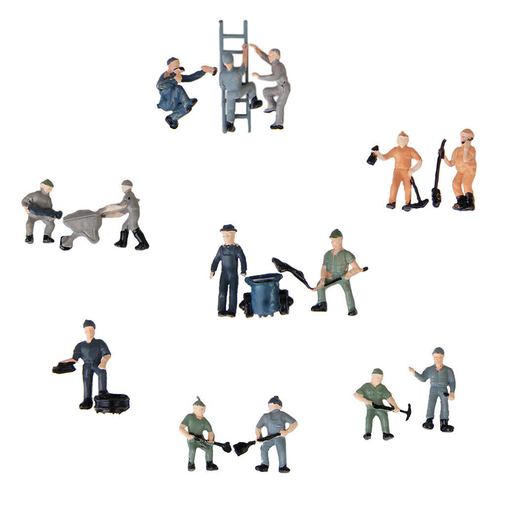 25pcs 1/87 Mix Train Railway Worker People Figures with Construction Tools HO