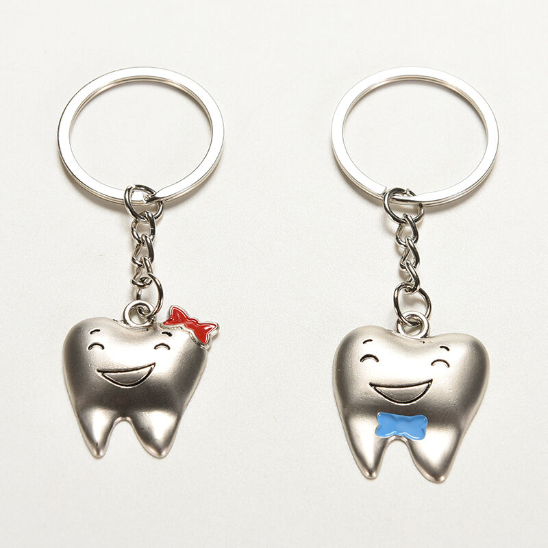 1Pair Tooth Couple Metal Keychain Keyring Gift For Lover Children Frien.l8
