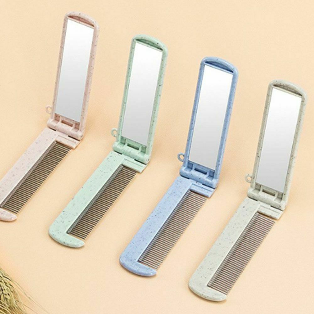Size stainless close-tooth comb Hair Comb Folding Hair Brush rotating mirror