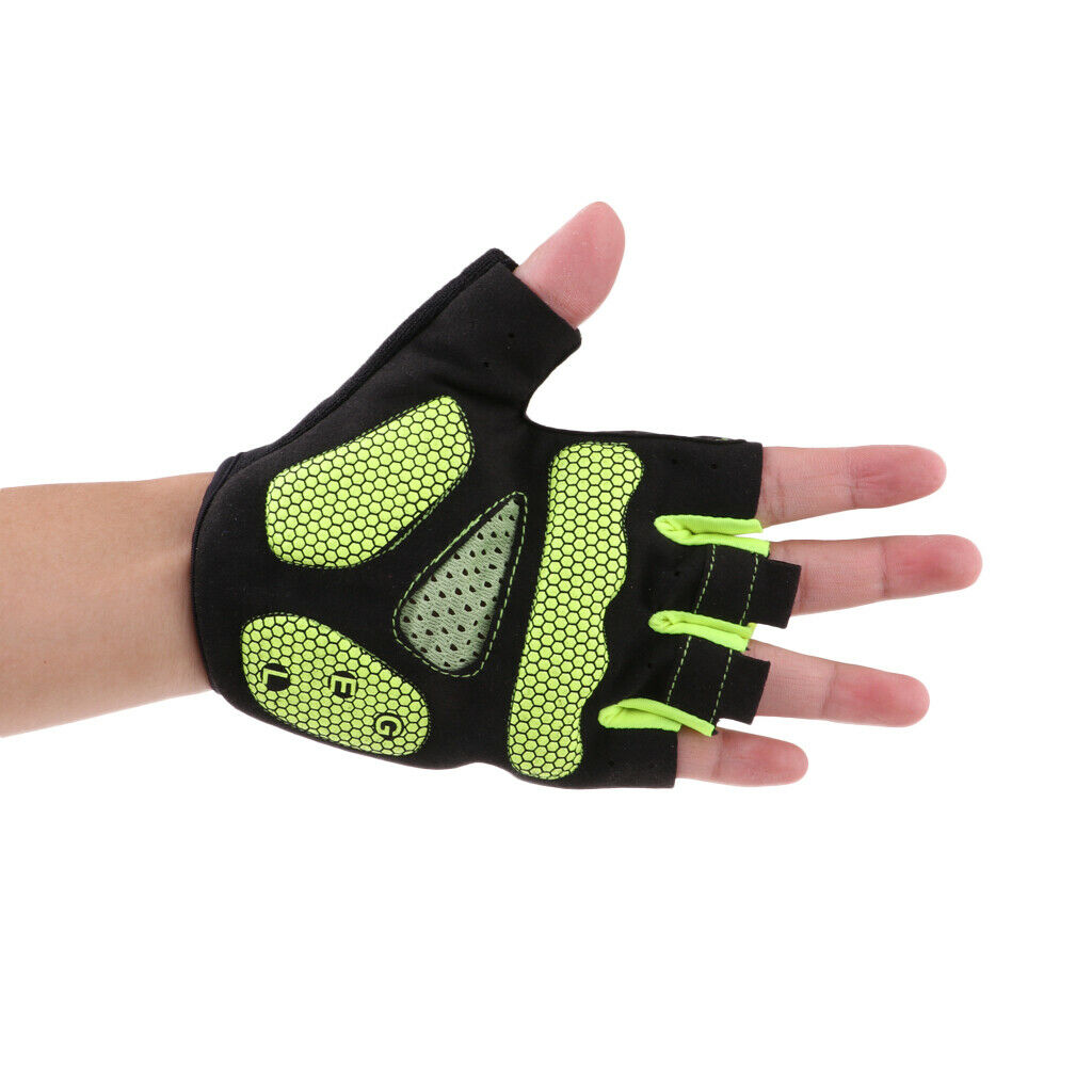 Anti Slip Cycling Gloves Half Finger MTB Bicycle Sport Gloves L Fluo Yellow