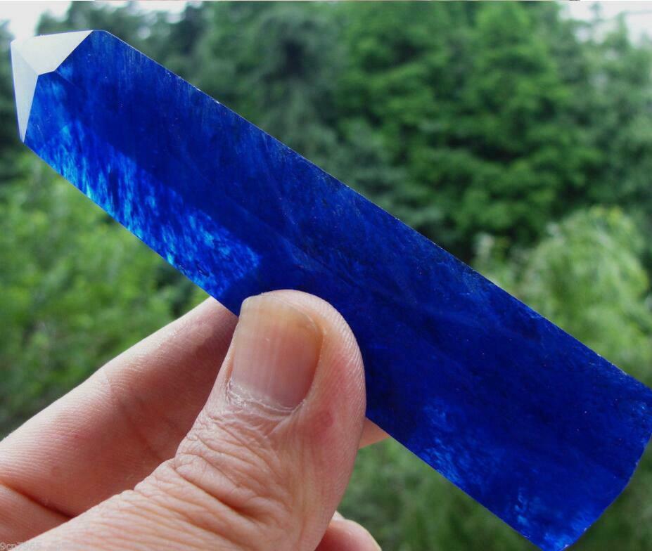Natural Rock Lapis Lazuli Quartz Crystal Stone Point Healing Wand Dark Blue
