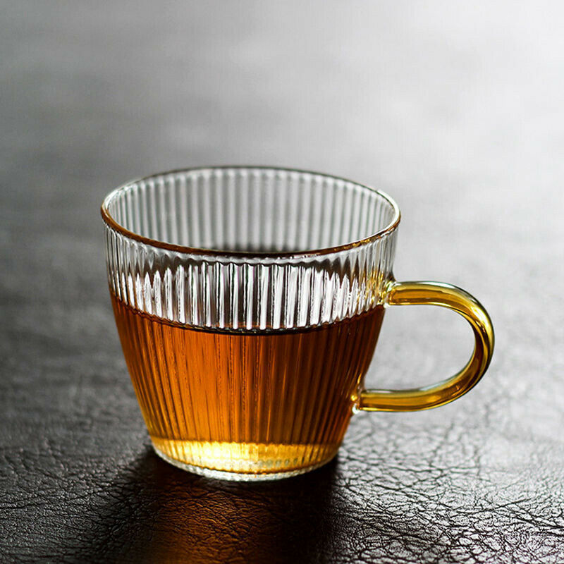Milk Glass Tea Cup Transparent Wine Glass Vertical Pattern Cup Drinking C.l8