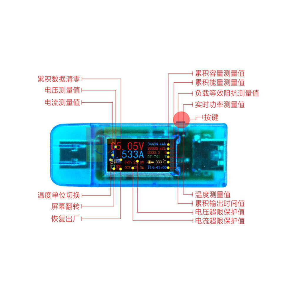 24 in 1 USB 3.0 Tester Voltage Current Power Meter Monitor Power-off Protection
