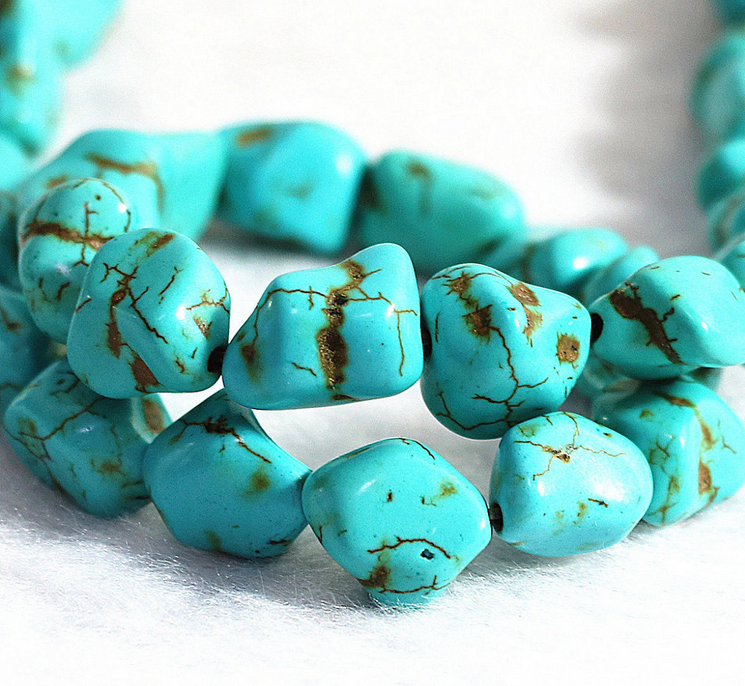 turquoise stone 11X13mm irregular beads fashion women jewelry 15inch AAA