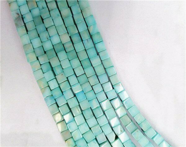 1 Strand 6x6mm Natural Blue Amazonite Gem Cube Spacer Loose Beads HH7631