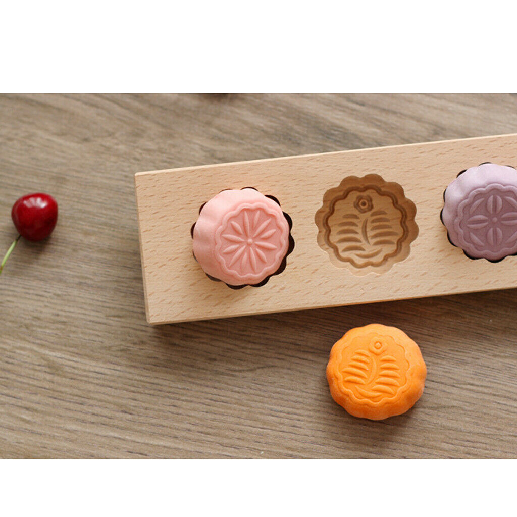 4 in 1 flower shape wood round moon cake pan mold mooncake decoration # 1