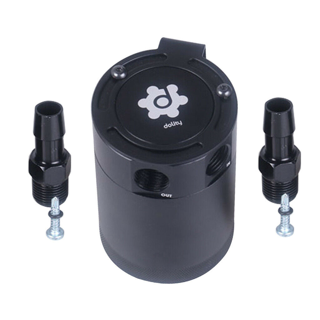 Compact Baffled 2-Port Oil Catch Can Tank Air-Oil Separator Aluminium Black
