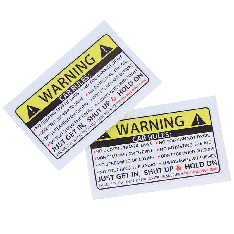 2Pcs/bag Car Safety Warning Rules Stickers Alarm Car Truck Body Dec Kt