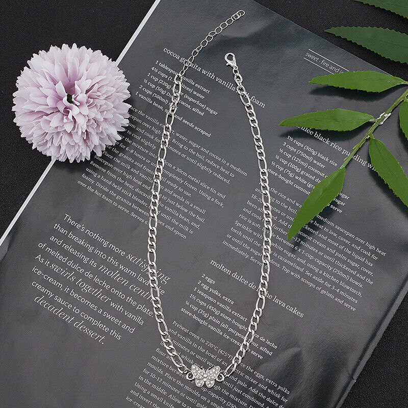 Shiny Zircon Butterfly Pendant Choker Clavicle Necklace Jewelry For Women G Qx