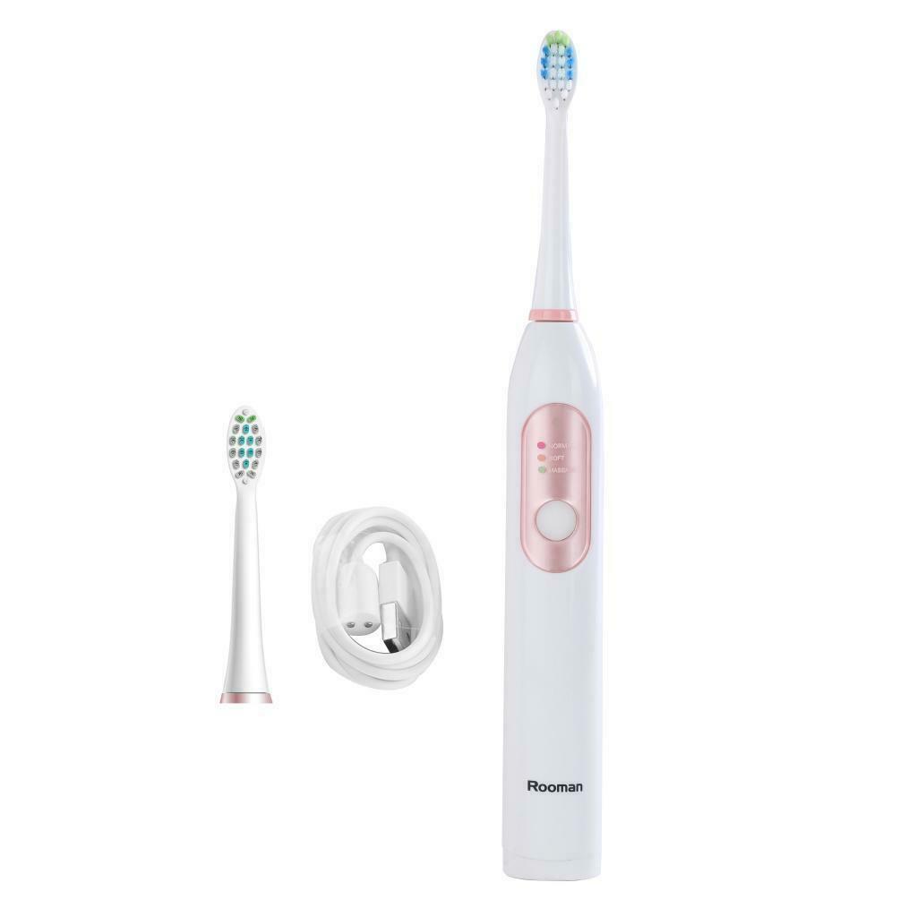 Sonic Whitening Electric Toothbrush USB 2 Dupont Heads IPX7 Waterproof