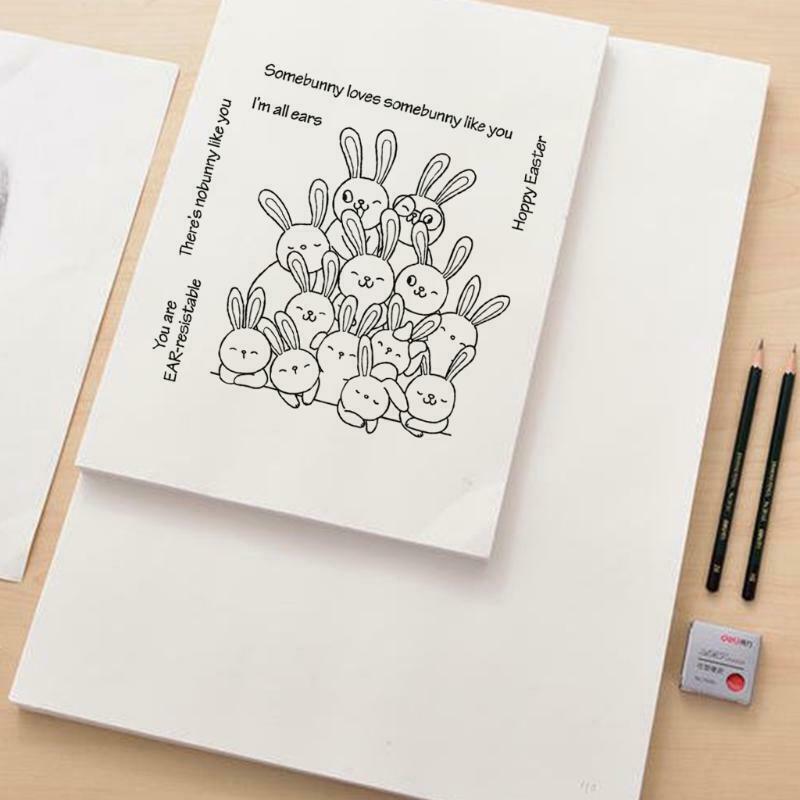 Easter Cute Rabbit Silicone Clear Seal Stamp DIY Scrapbooking Stamps Photo Decor