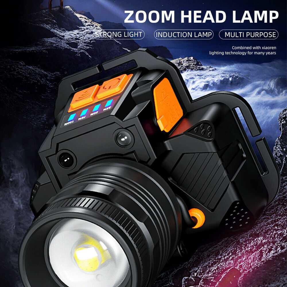 Outdoor Headlamp LED USB Rechargeable Headlight Flashlight Zoomable Head torch